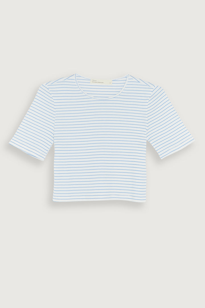 CROPPED STRIPED TEE in White Pacific Coast Stripe — alternate angle
