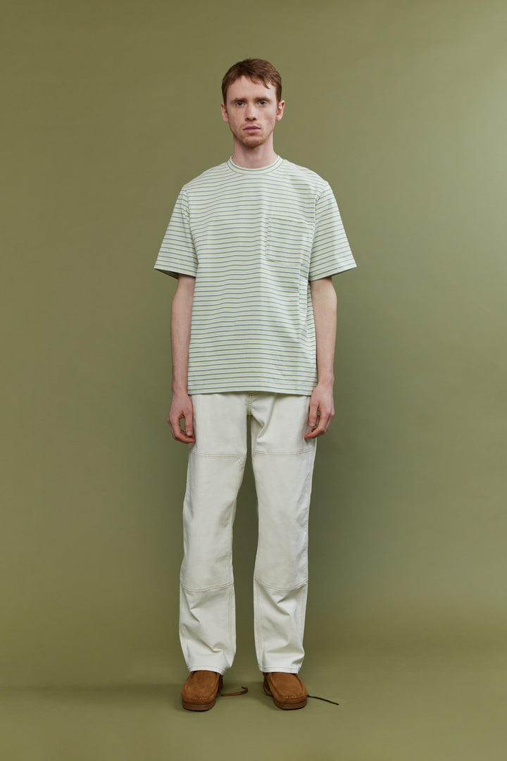 STRIPED T-SHIRT in Green Grass Aloe Stripe — alternate angle
