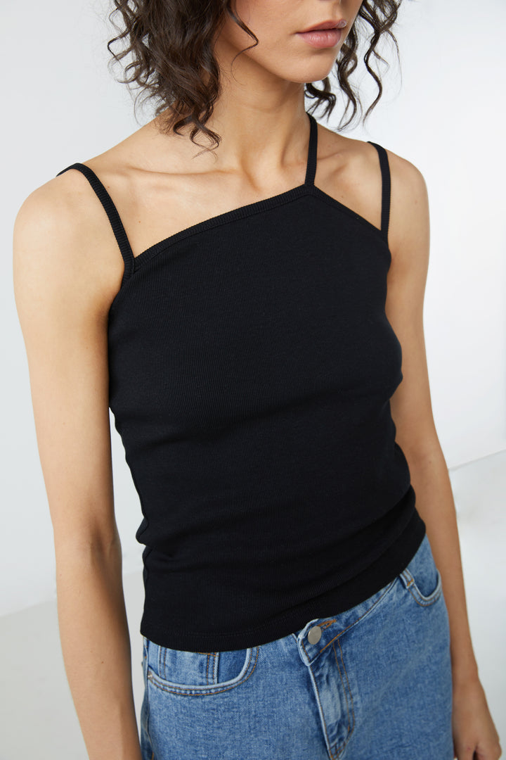 CROSS STRAP TANK in Black — alternate angle