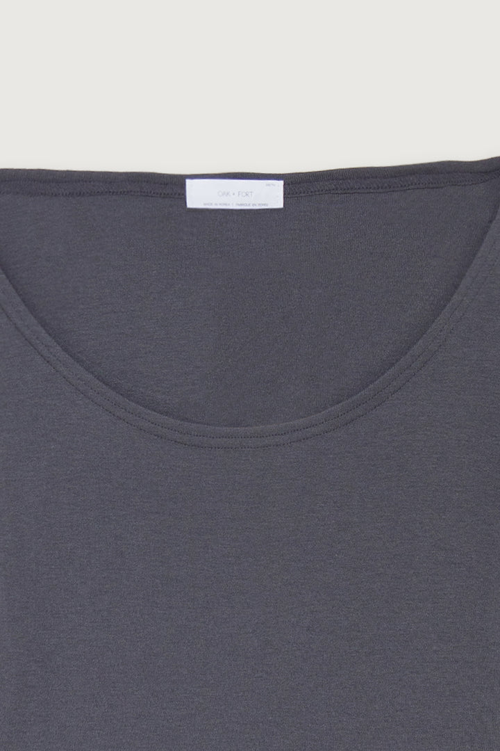 SCOOP NECK LONG SLEEVE TOP in Shadow Grey — alternate angle