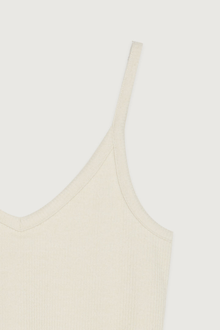 RIB-KNIT CROPPED TANK TOP in Oatmeal — alternate angle