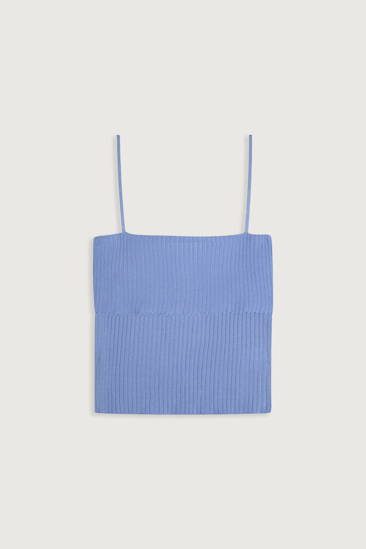 RIBBED TANK in Blue — alternate angle