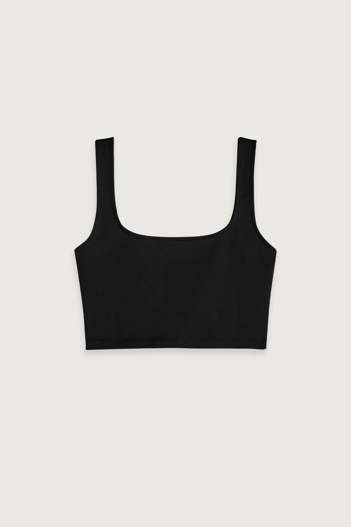 SQUARE NECK CROPPED TANK in Black — alternate angle