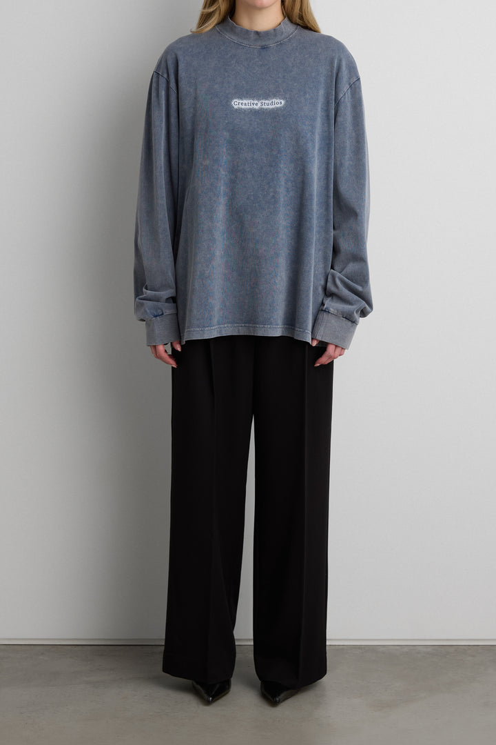 OVERSIZED SLOUCHY LONG SLEEVE GRAPHIC SWEATSHIRT in GD Pageant Blue — alternate angle