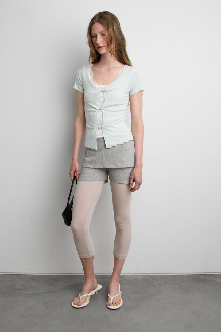 LAYERED LACE TOP WITH TWIST FRONT DETAIL in Blue — alternate angle