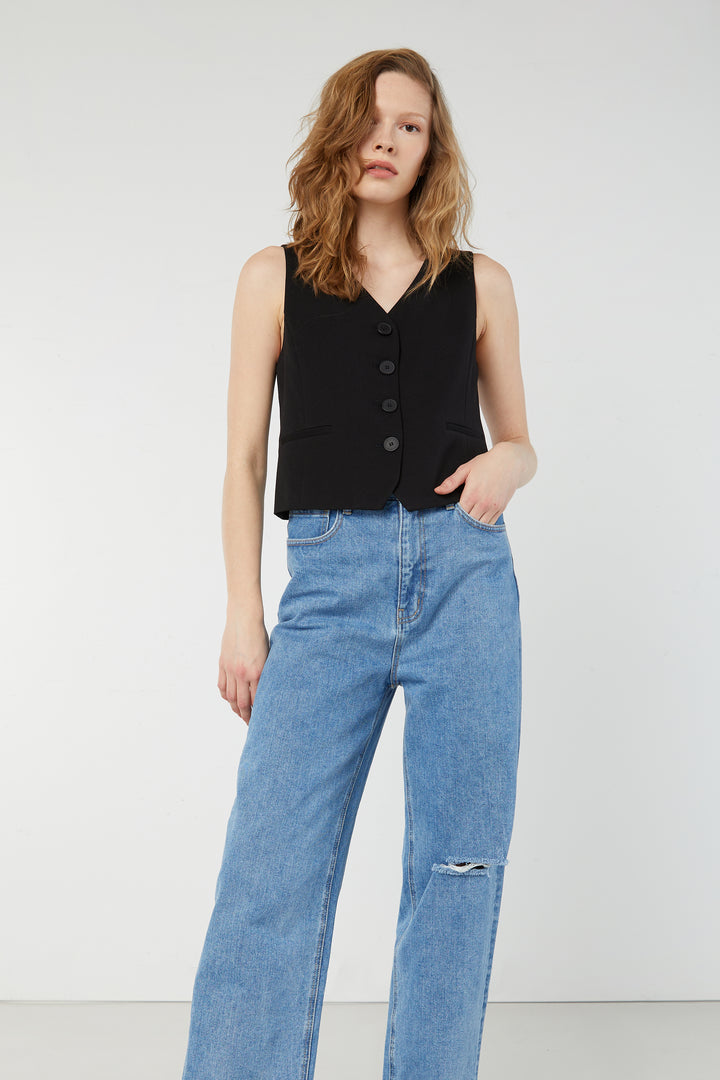 SUIT VEST in Black — alternate angle